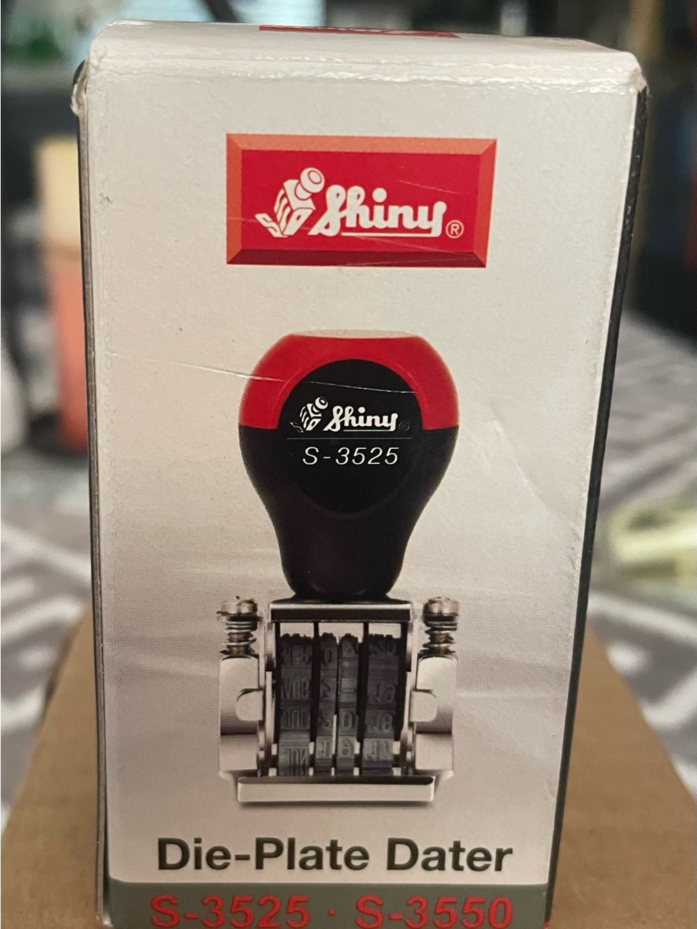 Shiny S-3525 Die-Plate Dater - Black and Red Handle